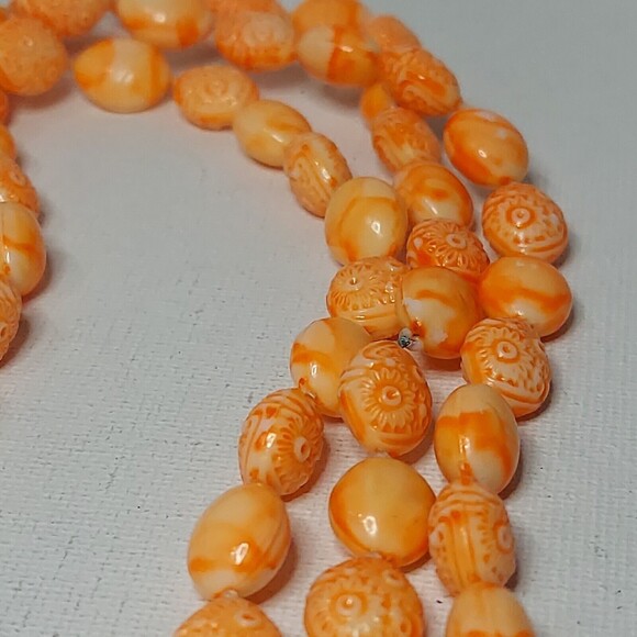 Necklace 'Orange Ice' color flapper look beads 54" - Picture 5 of 6